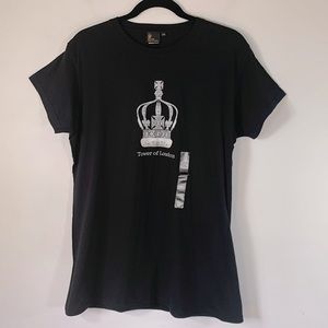 Tower Of London NWT Silver Embellished Crown Graphics Women’s Size 2XL Black Tee